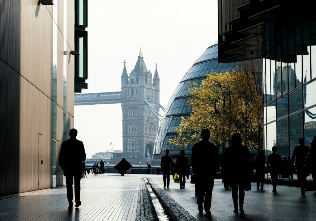 Tower Bridge and City Hall seen by the district in London