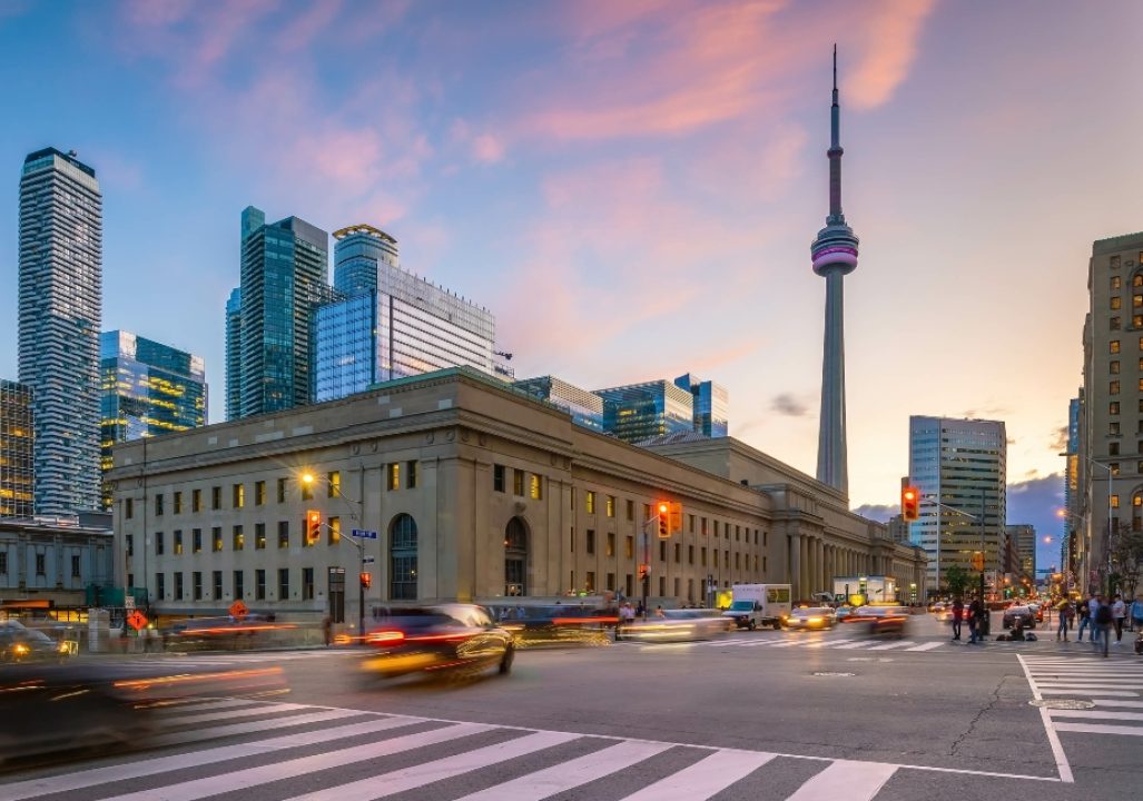 Downtown Toronto city Skyline at twilight in Ontario, Canada