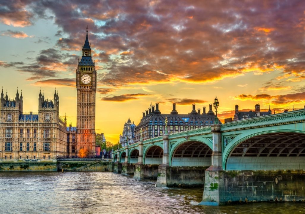 Big Ben and Westminster Bridge in London, UNESCO world heritage in England