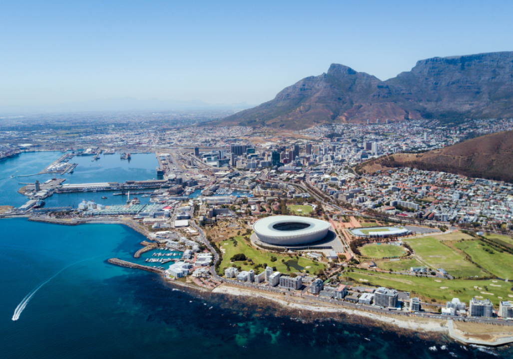 Cape Town, South Africa, from a bird's eye view