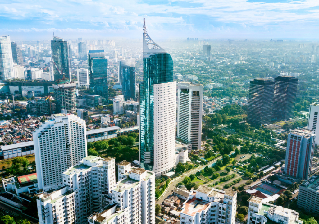 Aerial photo of iconic BNI 46 Tower Jakarta Indonesia