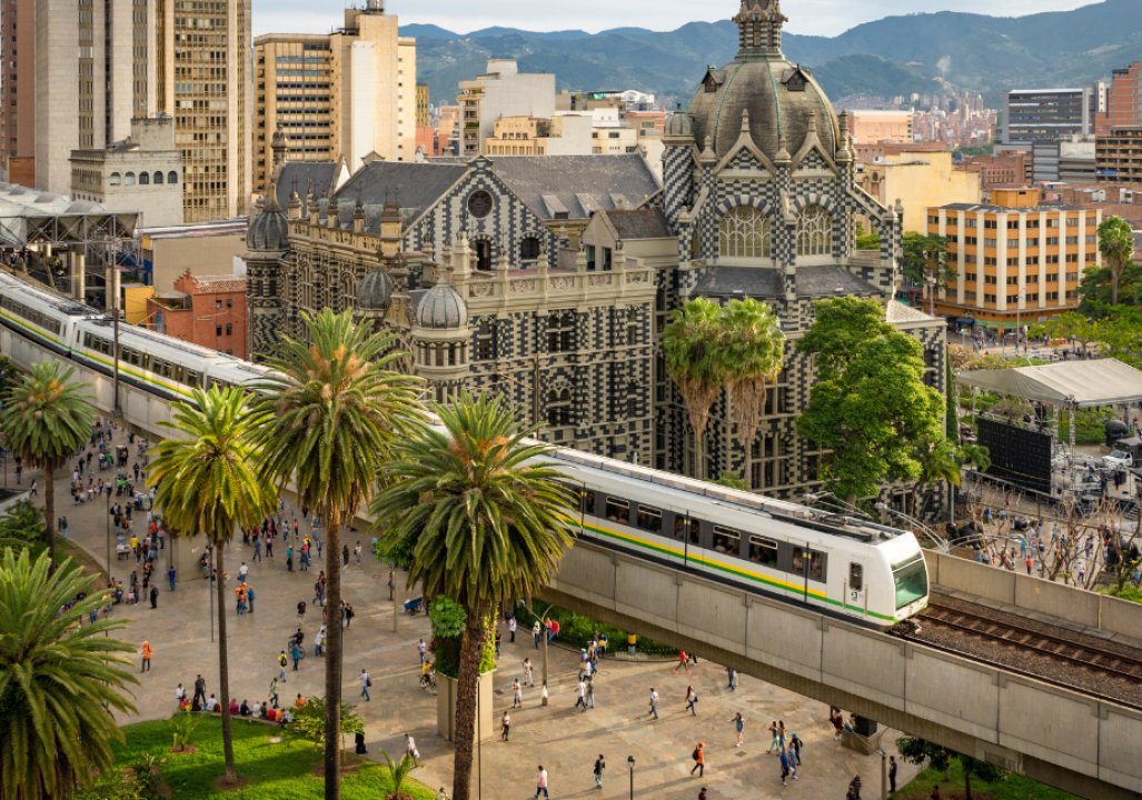 Medellín, Antioquia / Colombia. February 25, 2019. The Medellín metro is a massive rapid transit system that serves the city
