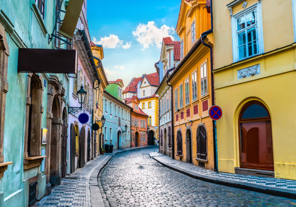 Old street in Prague, Czech Republic
