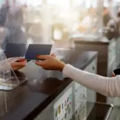 Woman holding her passport