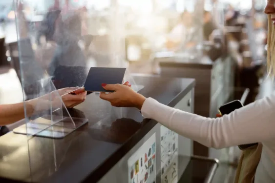 Woman holding her passport