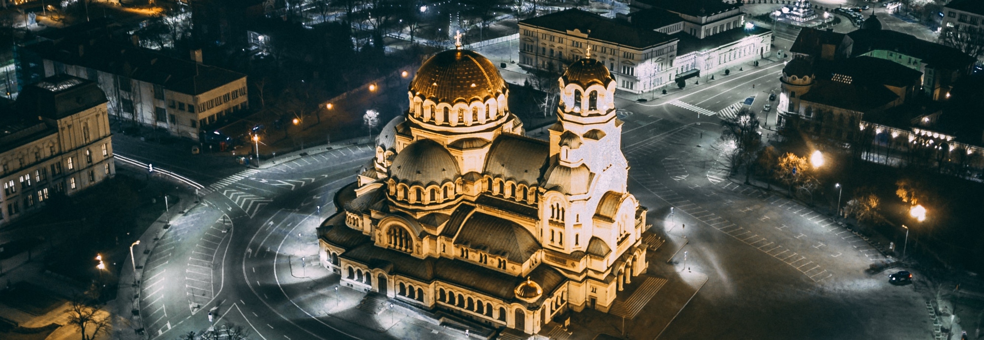 Alexander Nevsky Cathedral in Sofia, Bulgaria at night.