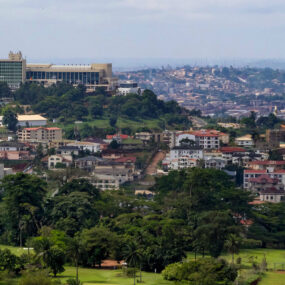Cameroon landscape, with rolling hills and a golf course