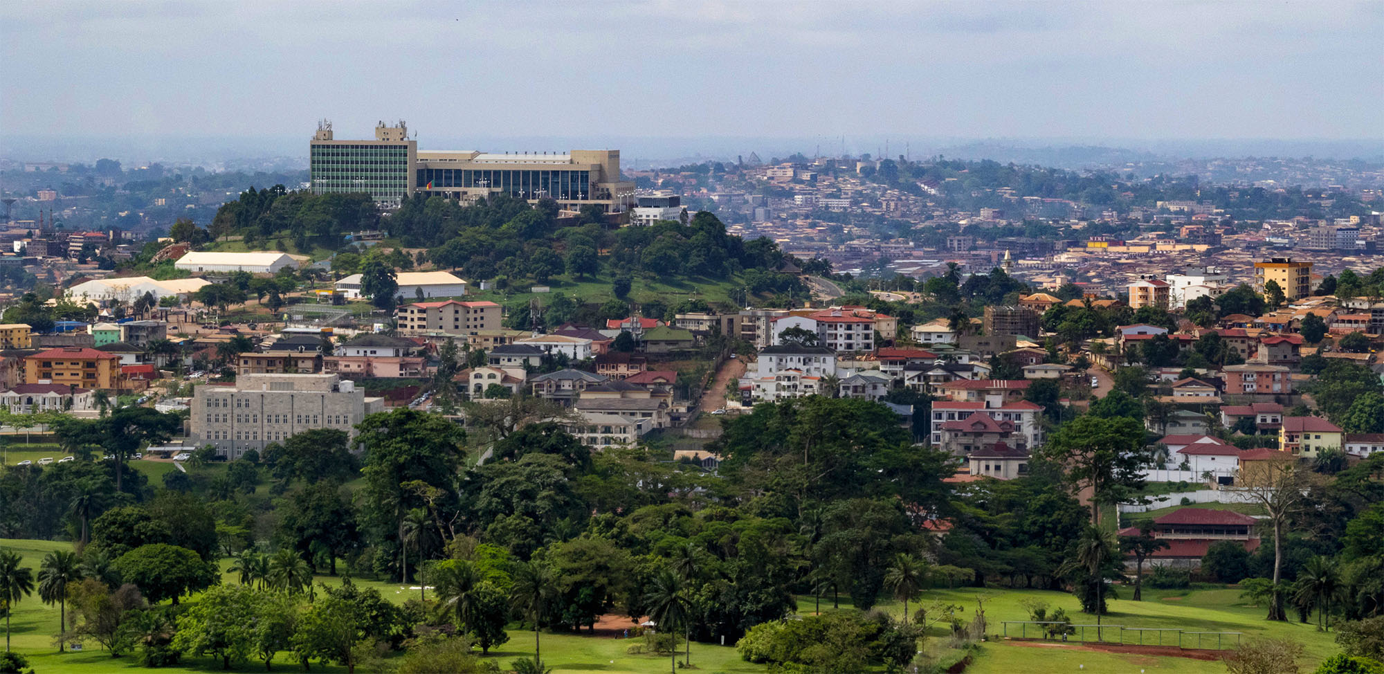 Cameroon landscape, with rolling hills and a golf course