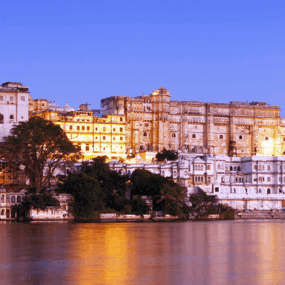 City Palace, Udaipur, Rajasthan, viewed from across the water
