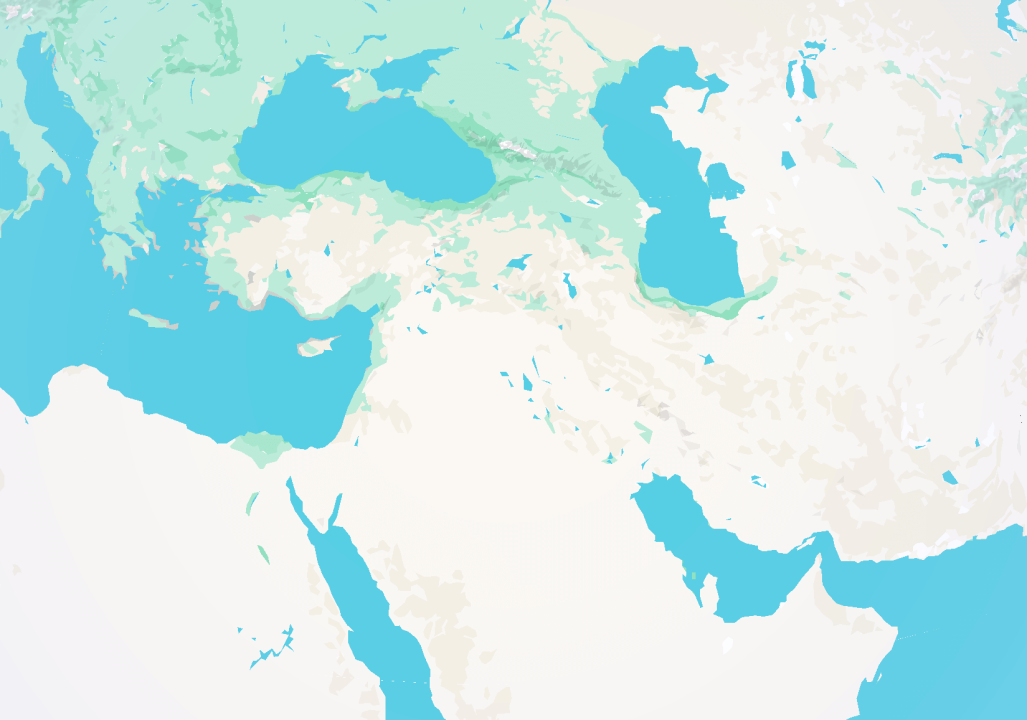 Satellite map view of the middle east.