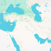 Satellite map view of the middle east.