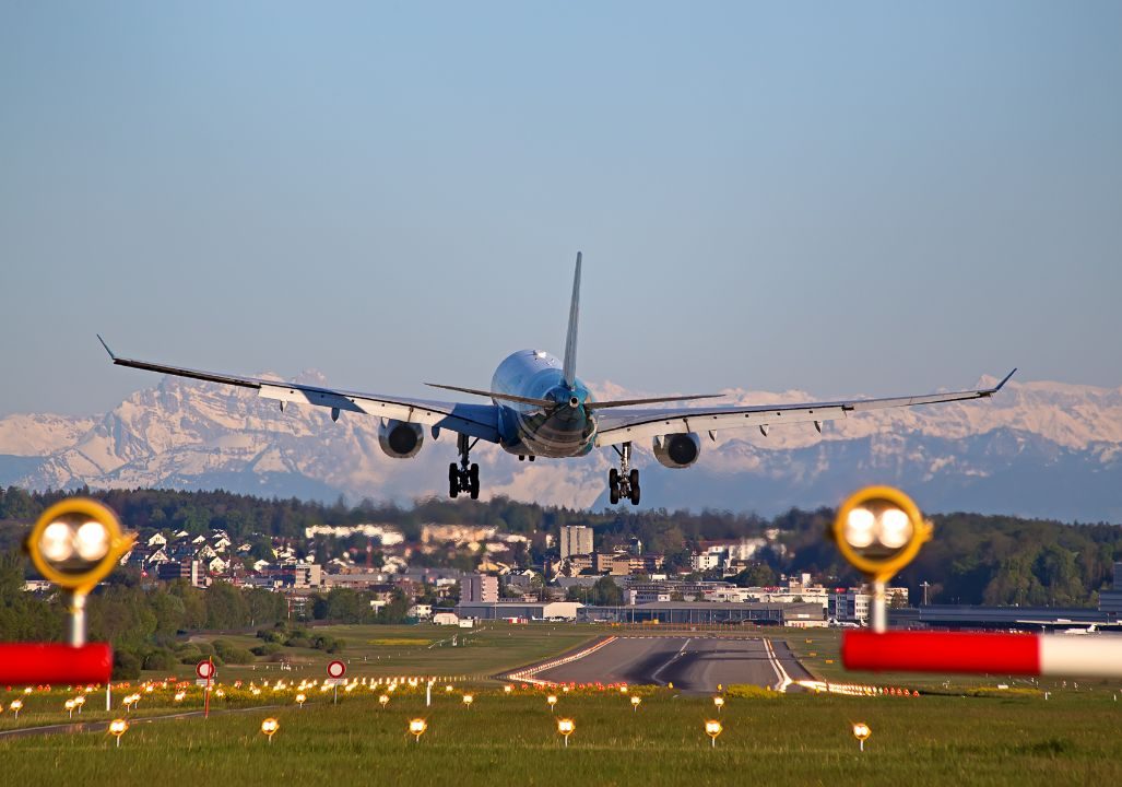 Aircraft landing at Zurich Airport