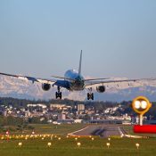 Aircraft landing at Zurich Airport