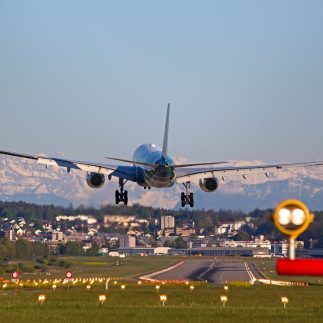 Aircraft landing at Zurich Airport