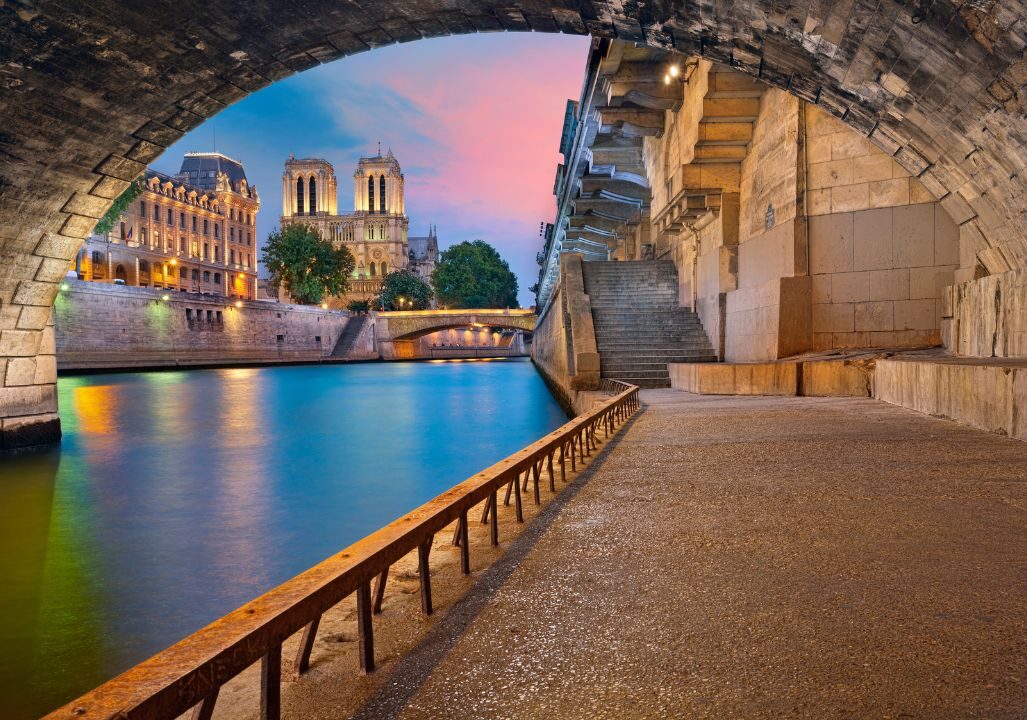 River Seine with Notre Dame in background. Paris, France