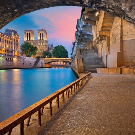 River Seine with Notre Dame in background. Paris, France